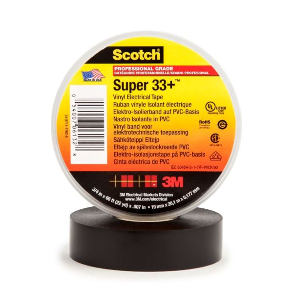 Scotch super 33+ 19mm/33mtr, 018mm dik, zwart